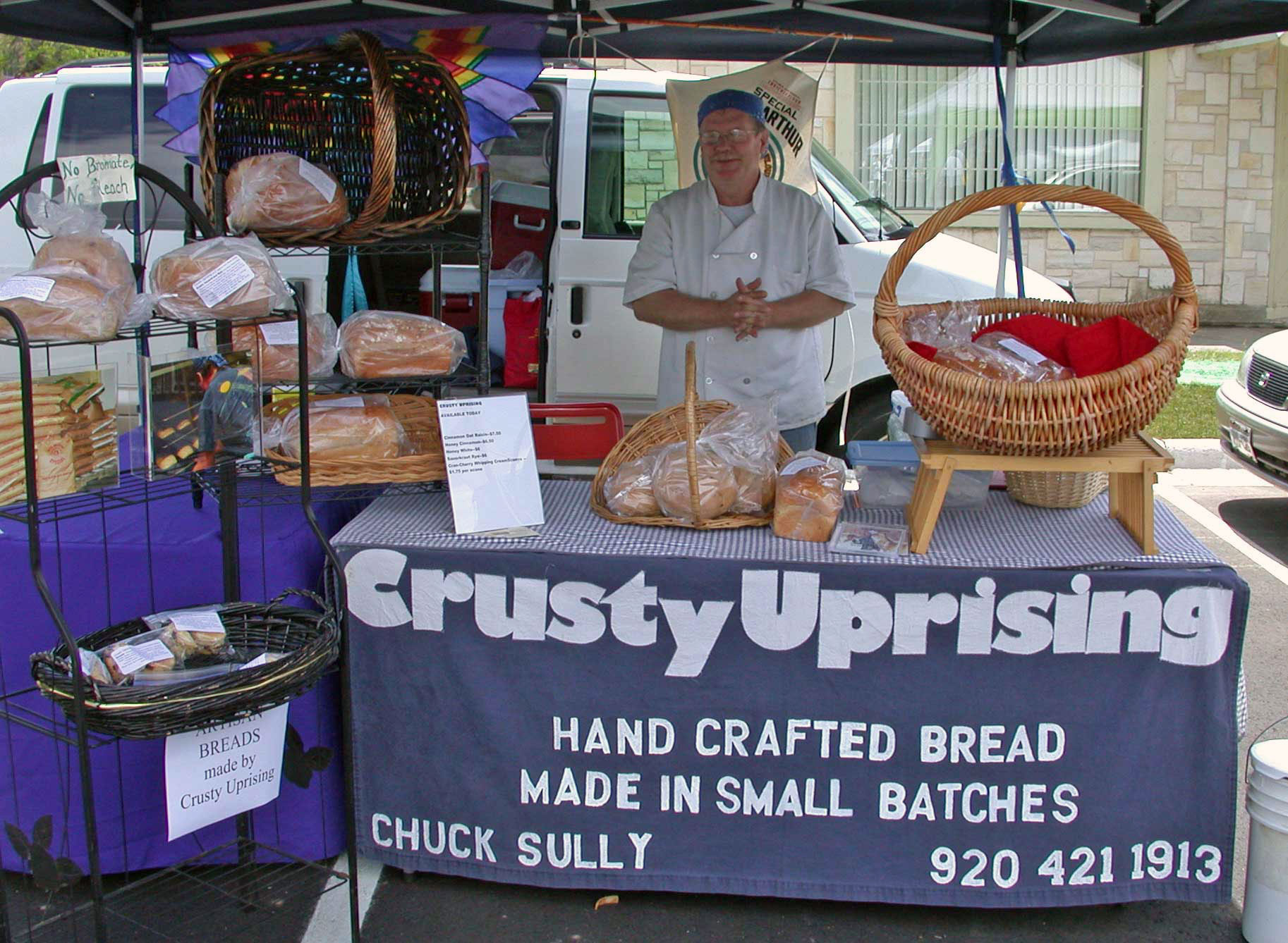 Chuck Sully is please to offer a sample of his freshly baked breads from Crusty Uprising.