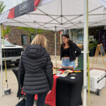 Clario Farms fresh pasta booth farmers market sturgeon bay.