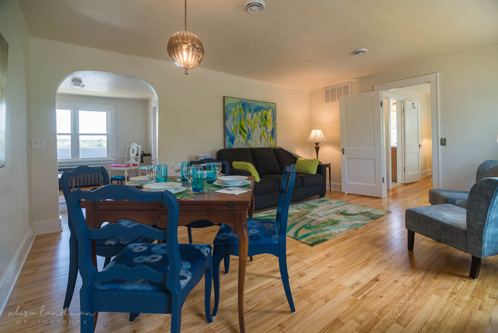 Dining area and living room