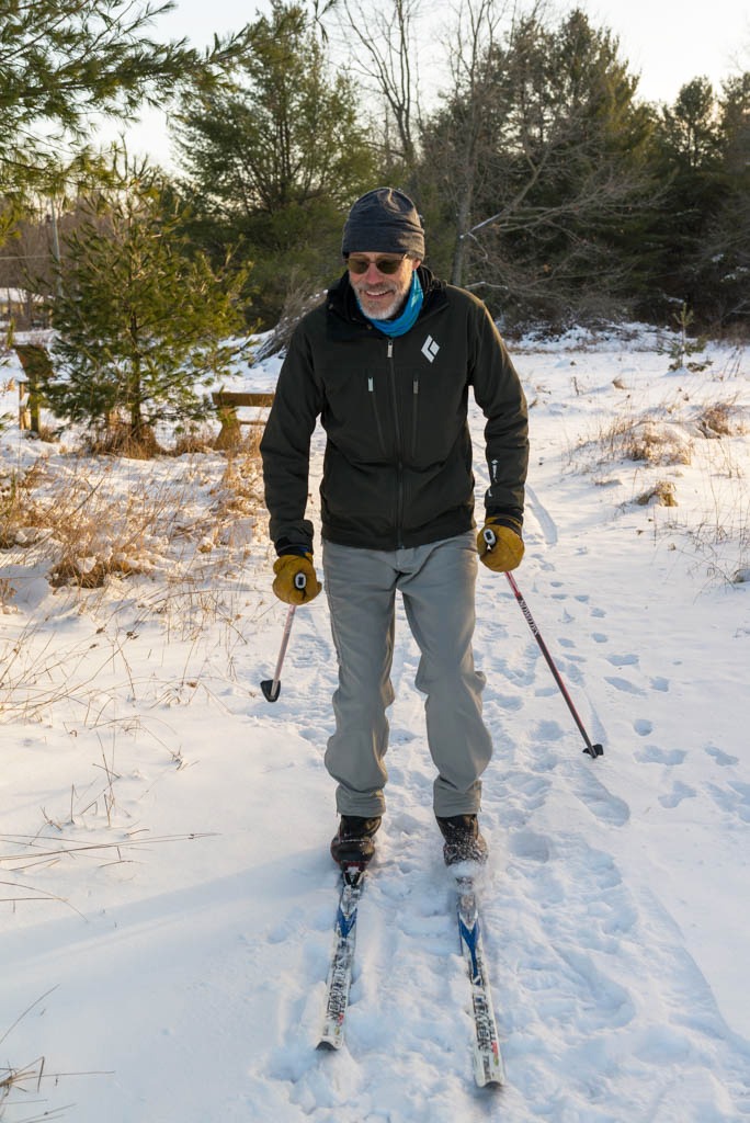 Man cross country skiing