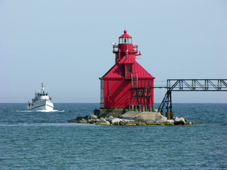 Sturgeon Bay Ship Canal Pierhead, located near the Sturgeon Bay Canal Lighthouse